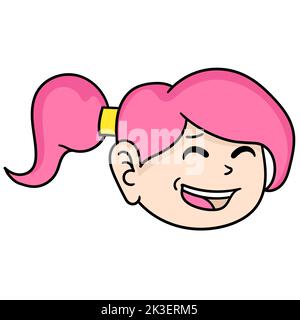 Ein farbenfrohes Vektorbild eines Mädchens mit rosa Haaren Stock Vektor