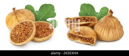 Getrocknete Feige isoliert auf weißem Hintergrund mit voller Schärfentiefe Stockfoto