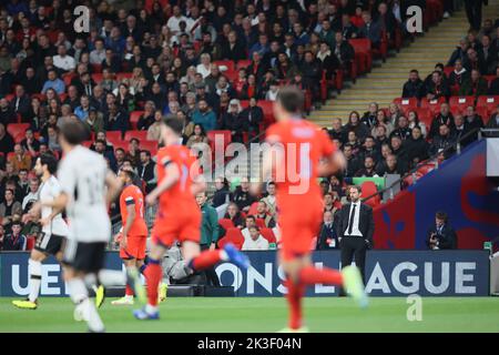 Gareth Southgate, England-Manager, steht am Montag, den 26.. September 2022, während des UEFA Nations League-Spiels zwischen England und Deutschland im Wembley Stadium in London auf dem Spiel. (Kredit: Pat Scaasi | MI Nachrichten) Kredit: MI Nachrichten & Sport /Alamy Live Nachrichten Stockfoto