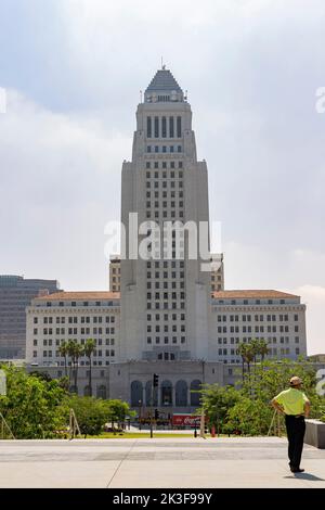 Los Angeles, AUG 23 2014 - Sonnenansicht des Rathauses Stockfoto