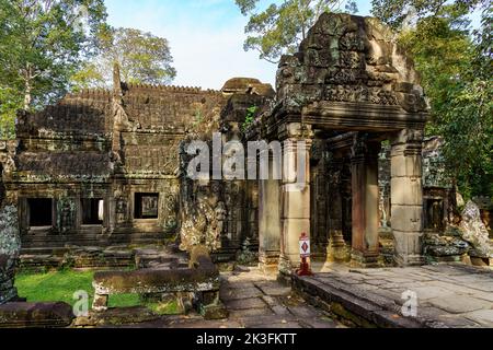 Kambodscha. Provinz Siem Reap. Der archäologische Park von Angkor. Die alten Ruinen des Banteay Kdei Tempels Stockfoto