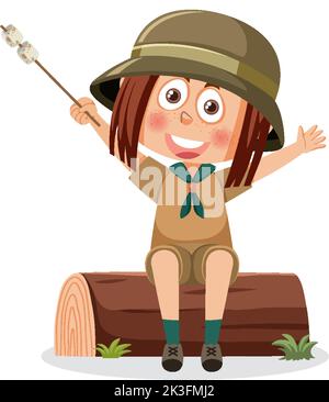 Ein Mädchen trägt camping Outfit Illustration Stock Vektor