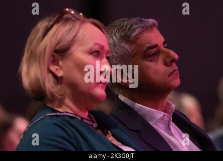 Liverpool, Großbritannien, 26/09/2022, Sadiq Khan Bürgermeister von London auf der Arbeitskonferenz in Liverpool. .Liverpool Kings Dock. Liverpool, Großbritannien. Bild: gary Roberts/worldwidefeatures.com Stockfoto