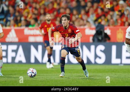 Zaragoza, Spanien. 24. September 2022. Gavi (ESP) Fußball/Fußball : UEFA Nations League Gruppenphase für das letzte Turnier Gruppe A2 Matchday 5 zwischen Spanien 1-2 Schweiz im Estadio de La Romareda in Zaragoza, Spanien . Quelle: Mutsu Kawamori/AFLO/Alamy Live News Stockfoto