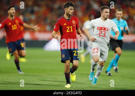 Zaragoza, Spanien. 24. September 2022. Pedri (ESP) Fußball/Fußball : UEFA Nations League Gruppenphase für das letzte Turnier Gruppe A2 Matchday 5 zwischen Spanien 1-2 Schweiz im Estadio de La Romareda in Zaragoza, Spanien . Quelle: Mutsu Kawamori/AFLO/Alamy Live News Stockfoto