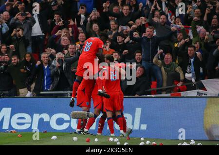 London, Großbritannien. 26. September 2022. London, England, Montag, 26.. September 2022 Englands Torfeier während des Spiels der UEFA Nations League Group 3 zwischen England und Deutschland im Wembley-Stadion in London, England (Sports Press Photo SPP) Quelle: SPP Sport Press Foto. /Alamy Live News Stockfoto