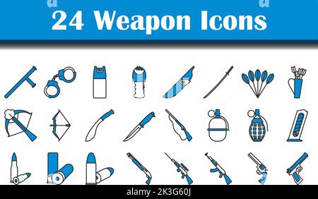 Waffen-Symbol-Set. Editierbare Fett Formatigte Kontur Mit Farbfüllungsdesign. Vektorgrafik. Stock Vektor