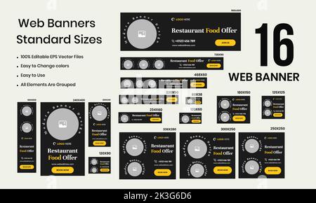 Food Restaurant Web und Social Media Post Bundle Banner Design. Stock Vektor