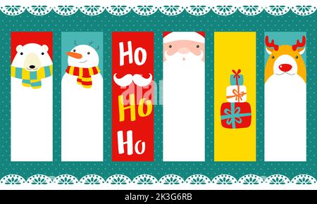 Einstellen der vertikalen Weihnachten Banner, Hintergrund, Flyer, Plakat. Weihnachten Poster und Aufkleber. Vector template Karte für die Begrüßung, Dekoration, Gratulation, Stock Vektor