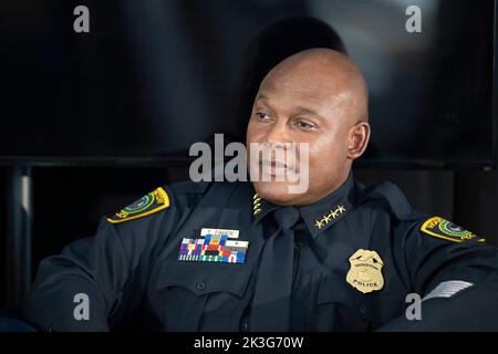 Austin, TX, USA. 24. Sep, 2022. Während eines Interviews beim jährlichen Texas Tribune Festival in der Innenstadt von Austin am 24. September 2022. (Bild: © Bob Daemmrich/ZUMA Press Wire) Stockfoto