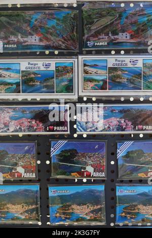 Souvenirs aus Parga Stadt Griechenland Sommerferien Reisen Gefühle europa Schönheit Orte zu besuchen Hintergründe hohe Qualität große Bilder Stockfoto