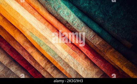 Abstract 3D Gradient strukturierter Hintergrund mit roten, orangefarbenen, gelben, grünen und blauen gedämpften Farben. Stockfoto