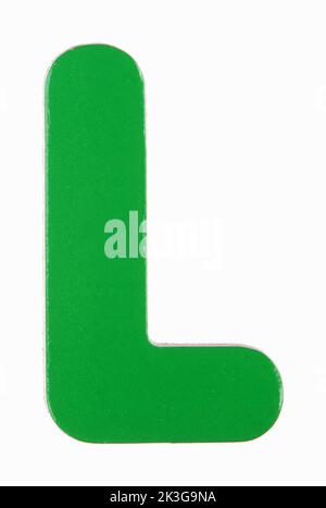 Großbuchstabe L magnetischer Buchstabe auf weiß mit Abschneideweg Stockfoto