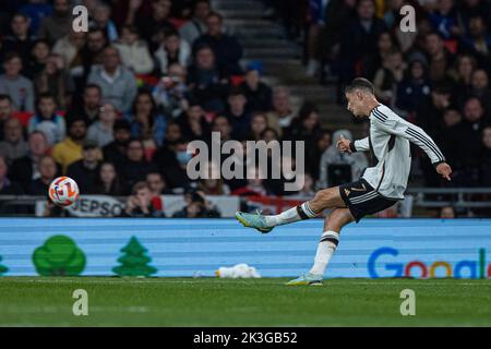 London, Großbritannien. 26. September 2022. Kai Havertz aus Deutschland erzielt sein Tor während des League A Group 3-Spiels gegen England bei der UEFA Nations League 2022 in London, Großbritannien, 26. September 2022. Quelle: Str/Xinhua/Alamy Live News Stockfoto