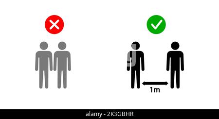 Symbol für soziale Distanzierung. Halten Sie den Abstand von 1-2 Metern ein. Coronovirus-Epidemie schützend. Vektorgrafik Stock Vektor