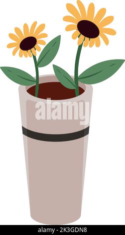 Zimmerpflanze mit Sonnenblumen Stock Vektor