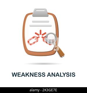 Symbol „Schwachstellenanalyse“. 3D Illustration aus der Sammlung Corporate Development. Creative Weakness Analysis 3D-Symbol für Webdesign, Vorlagen Stock Vektor