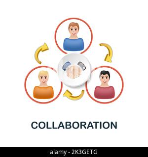 Symbol für Zusammenarbeit. 3D Abbildung aus der Wertsammlung des Unternehmens. Creative Collaboration 3D-Symbol für Webdesign, Vorlagen, Infografiken und mehr Stock Vektor