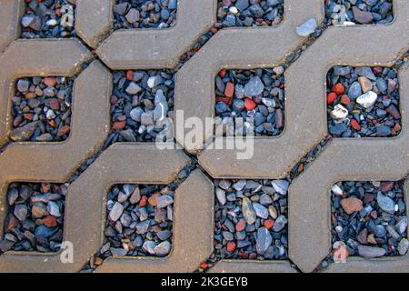 Die Textur des Steins in den Pflastersteinen ist wunderschön Stockfoto