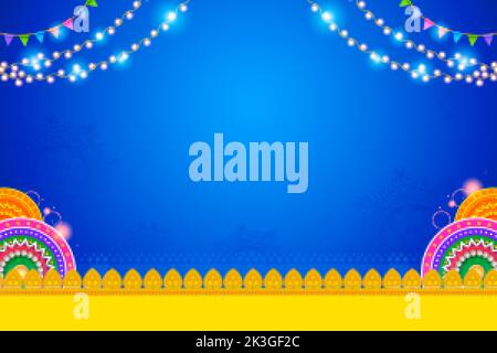 Illustration der Dekoration für Happy Diwali, Dussehra Indian Holiday Festival Hintergrundvorlage für Banner Stock Vektor