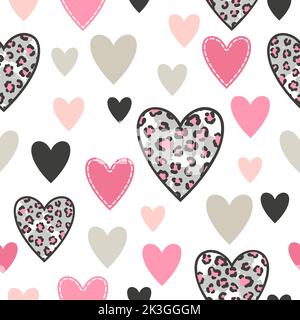Nahtlose Liebe Muster mit Cartoon rosa Herzen. Vektor-Illustration zum Valentinstag. Stock Vektor