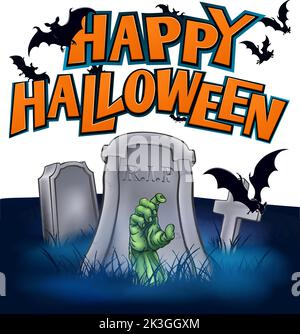 Halloween Grab Spooky Cartoon Hintergrunddesign Stock Vektor