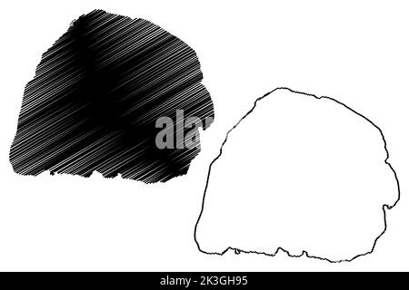 Simberi-Insel (Neuguinea, Pazifischer Ozean, Bismarck-Archipel, Inseln der Tabar-Gruppe) Kartenvektordarstellung, Scribble-Skizze Simberi-Karte Stock Vektor