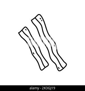 Bacon Strips isoliert auf weißem Hintergrund. Vektor-handgezeichnete Illustration im Doodle-Stil. Perfekt für verschiedene Designs, Karten, Dekorationen, Logo, Menü Stock Vektor