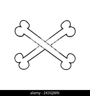 Vektor Hand gezeichnete Doodle Skizze gekreuzte Knochen auf weißem Hintergrund isoliert Stock Vektor