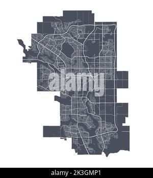 Karte von Calgary. Detaillierte Vektorkarte von Calgary Stadt Verwaltungsgebiet. Stadtbild Poster Metropolregion Arie Ansicht. Stock Vektor