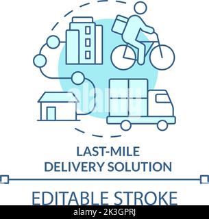 Last Mile Delivery Solution türkisfarbenes Konzeptsymbol Stock Vektor