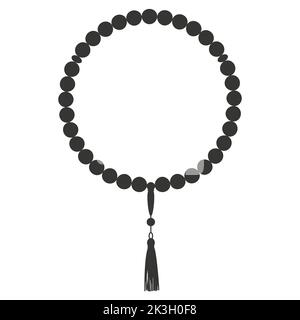 Islamische Rosenkranz Perlen. Gebetsschmuck für Meditation. Muslimisches religiöses Symbol. Vektordarstellung auf weißem Hintergrund isoliert. Stock Vektor