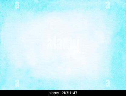 Aquarell hell himmelblau Hintergrundstruktur. Aquarelle abstrakt hell Cerulean Hintergrund. Aquarell horizontal trendige Vorlage. Strukturiertes Papier. Stockfoto