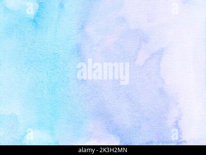Aquarell hellblau und türkis Farbverlauf Hintergrundmalerei. Wasserfarben, weicher, wässriger Hintergrund. Stockfoto