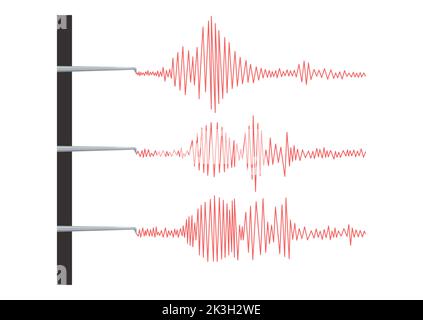 Seismograph Erdbeben oder Polygraph Test Red Wave Vektor Illustration. Stock Vektor