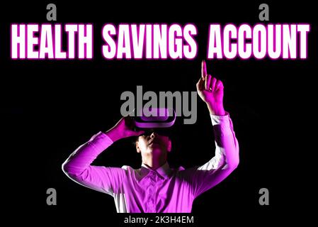 Konzeptioneller Titel Health Savings Account. Geschäftsübersicht Benutzer mit hoher Selbstbehalt-Krankenversicherung Stockfoto