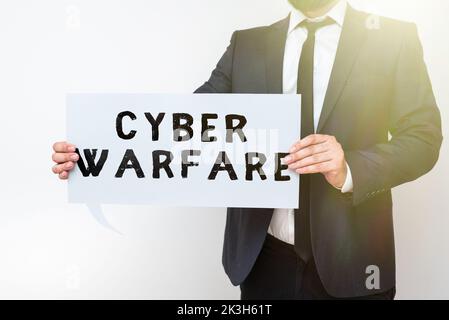 Konzeptionelle Darstellung Cyber Warfare. Unternehmensübersicht Virtual war Hackers System greift digitalen Dieb Stalker an Stockfoto