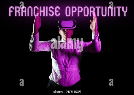 Textschild mit Franchise-Chancen. Konzeptfoto Business License Privilege Owner to Dealer Affiliation Stockfoto