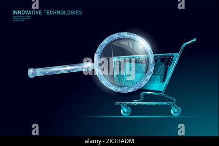 Warenkorb Low Poly Design 3D. Online shop smartphone Markt Technologie. Vector Illustration Stock Vektor