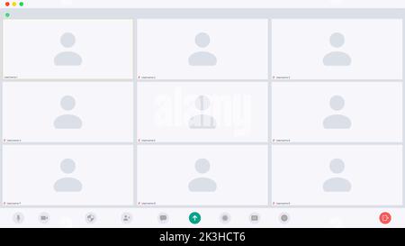 Benutzeroberfläche für Videokonferenzen, Fenster für Videokonferenzanrufe Stock Vektor