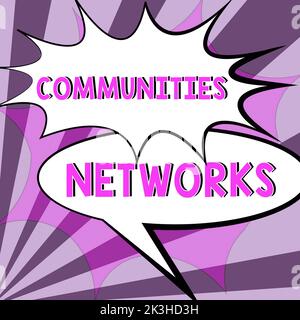 Handschrift Zeichen Communities und Netzwerke. Konzept bedeutet Zusammenarbeit von Learings und Praktiken von Mitgliedern Stockfoto