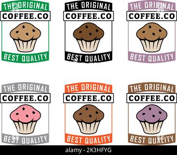 Muffin-Symbol mit isoliertem Text auf weißem Hintergrund Stock Vektor