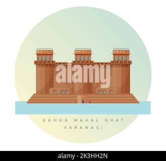 Varanasi City - Ganga Mahal Ghat - Ikone Illustration als EPS 10 Datei Stock Vektor