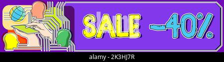 Schreiben Anzeigetext Verkauf 40. Konzept, das einen Promo-Preis für einen Artikel mit einem Preisverschlag von 40 Prozent bedeutet Stockfoto