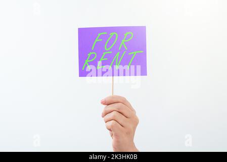 Konzeptionelle Bildunterschrift zur Miete. Konzept Bedeutung, wenn Sie Immobilien für den Kauf vorübergehend zur Verfügung stellen Stockfoto