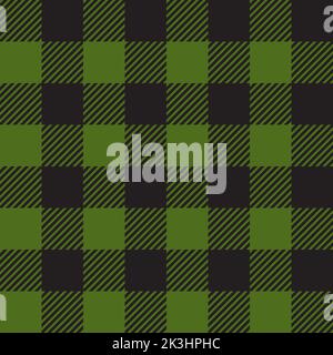 Buffalo Karo grün und schwarz gestreift Nahtloses Muster. Stock Vektor