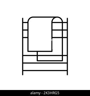 Symbol für den Vektorgrafiken des beheizten Handtuchs in Schwarz. EPS 10 Handtuchtrockner für Badschild. Moderne Innenausstattung... Ausrüstung für zu Hause. Elektrischer Heizkörper für Heizungsgestell Stockfoto