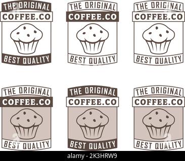 Line Art Muffin Icon mit Text isoliert auf weißem Hintergrund Stock Vektor