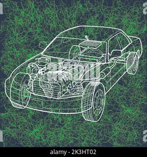 Generische Auto Linie Kunst auf texturierten Hintergrund Stock Vektor