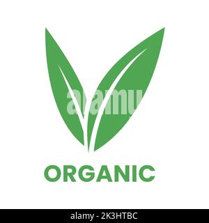 Organisches Symbol mit grünen Blättern isoliert auf weißem Hintergrund Stock Vektor